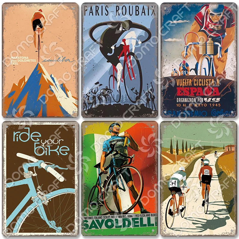 Bicycle Plaque Metal Tin Sign Cycling Race Vintage Metal Poster