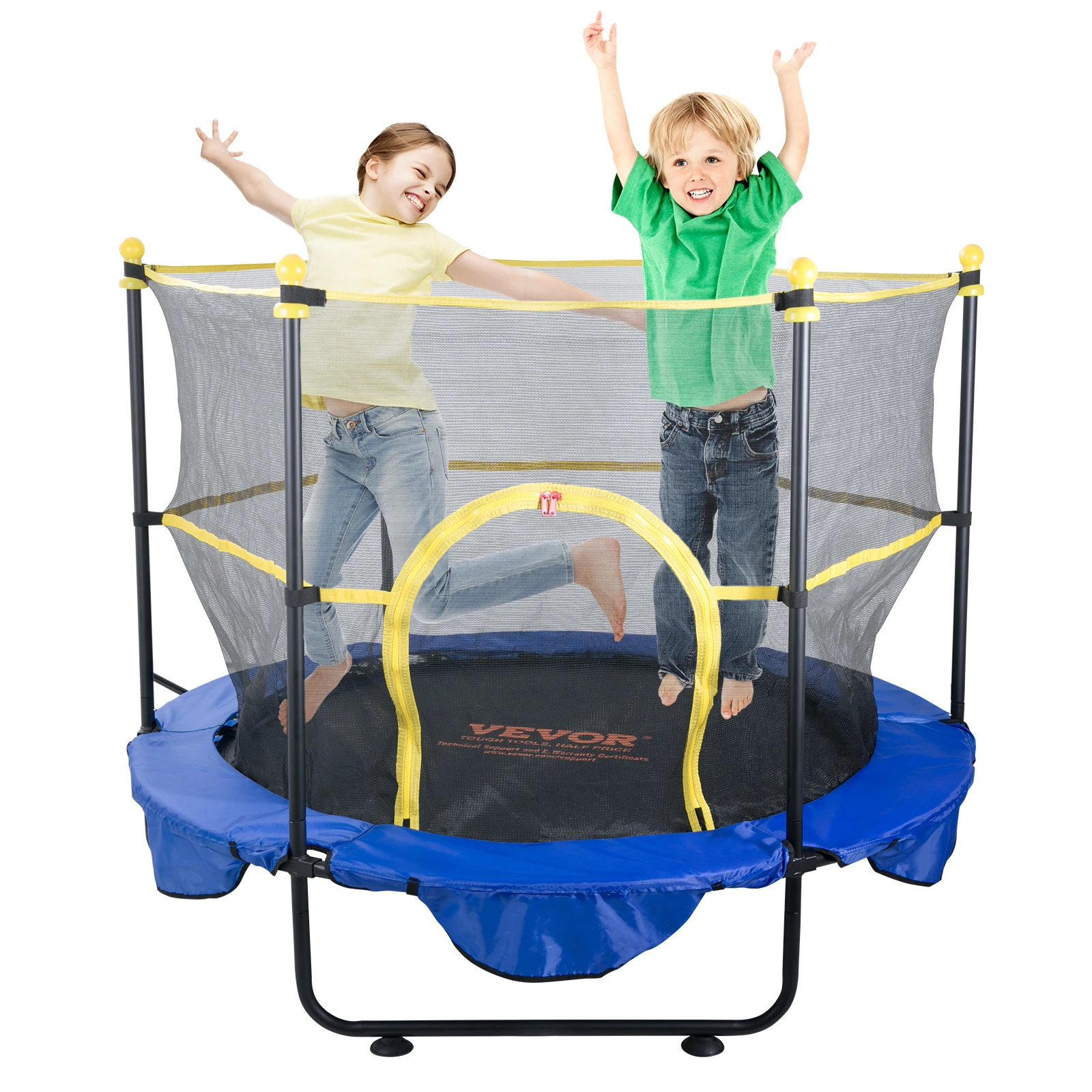 Trampoline 60" 5FT For Kids Indoor Outdoor Trampoline With Safety Enclosure Net Basketball Hoop and Ocean Balls For Kids