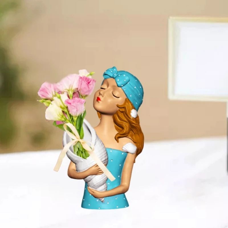 Conch Girl Gypsum Silicone Mold Diy Succulents Concrete Flower Pot Vase Plaster Cement Clay Mold Plant Holder Mold R3MC