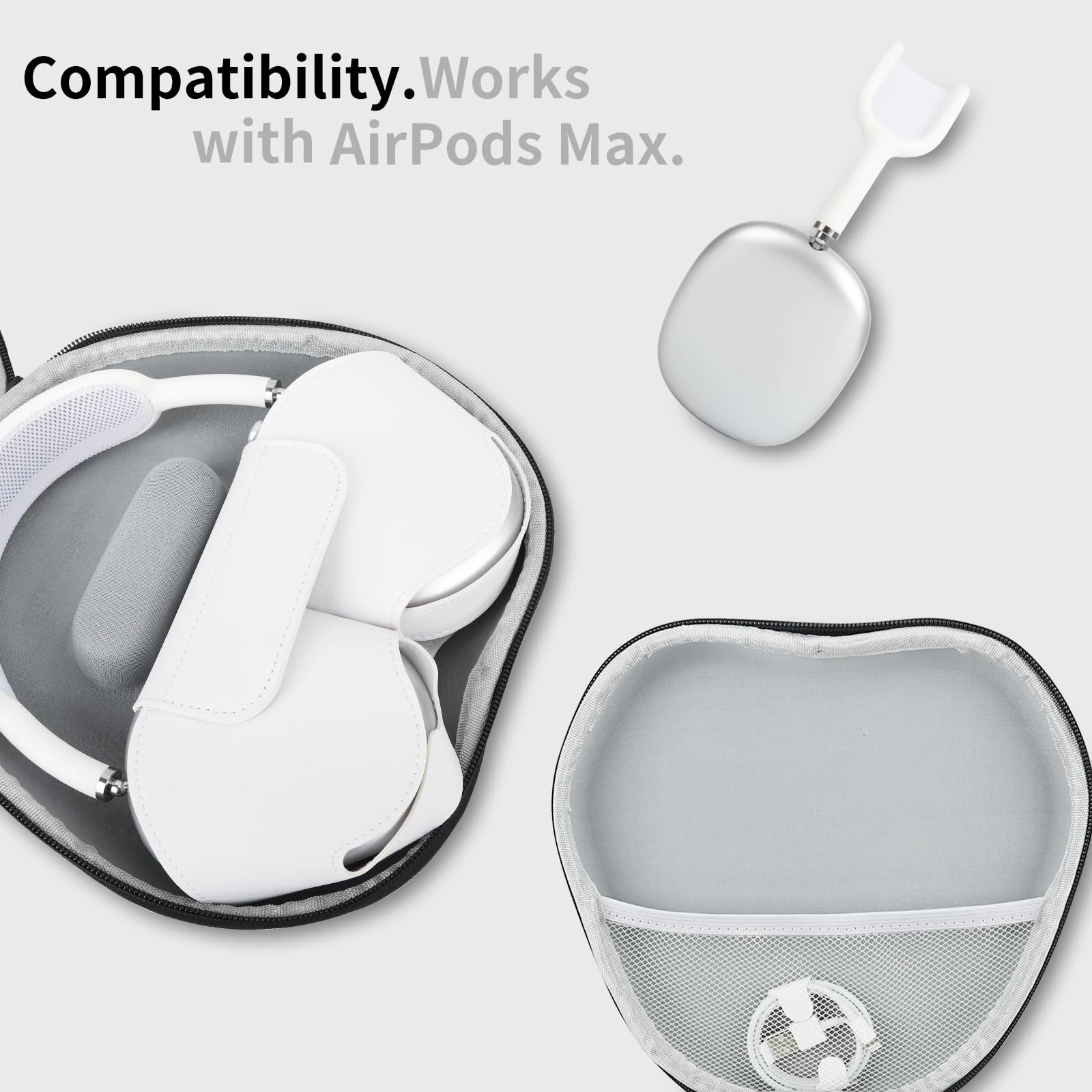 AirPods Max Hard Case | Sleep Mode Smart Shell w/ Mesh Pocket