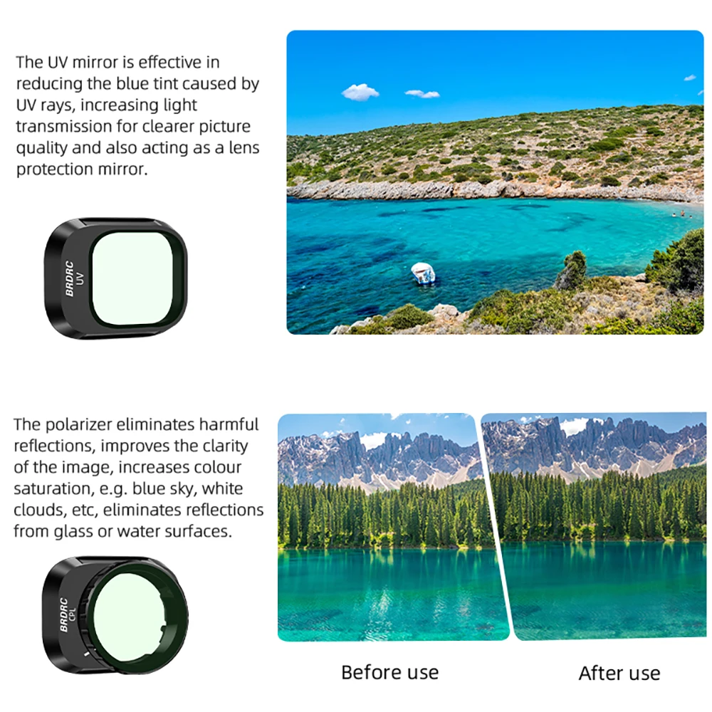 BRDRC-Lens Filter Set para Drone, acessórios de