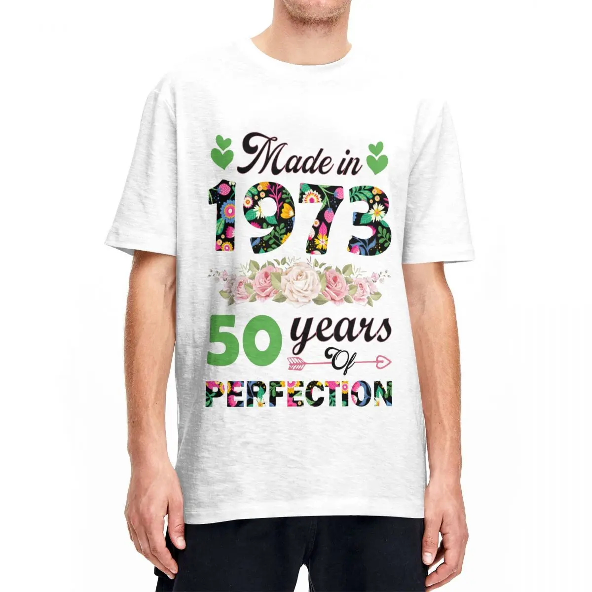 

Made In 1973 Limited Edition 50 Years Of Being Perfection T Shirt for Men Cotton Funny T-Shirts Crew Neck 50 Years Old Tee Tops