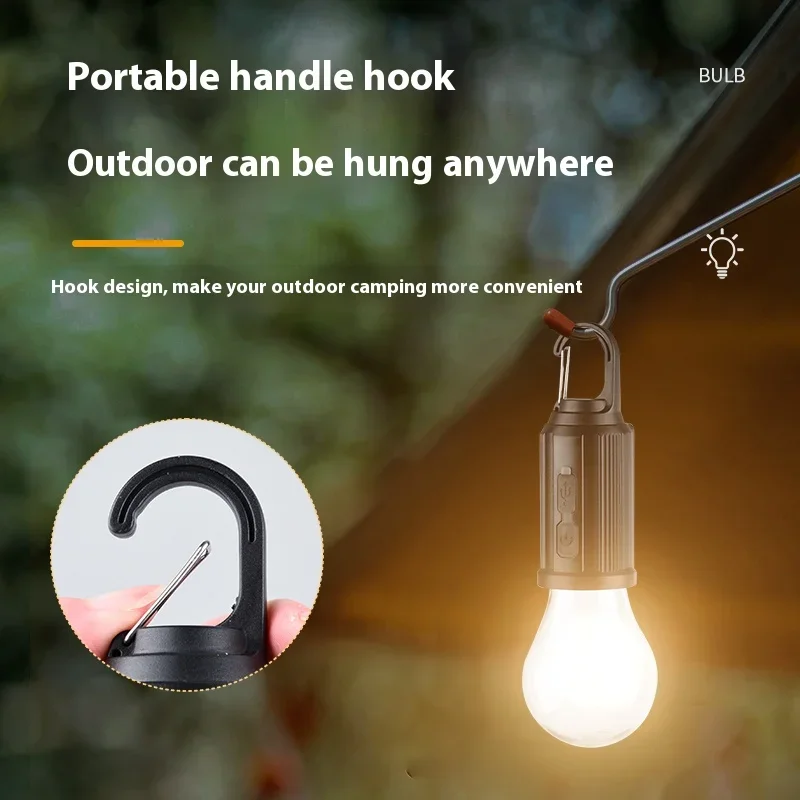 Solar Outdoor LED Lamp Bulbs USB Rechargeable Tent Light Emergency Camping Fishing BBQ Portable Lantern Night Lights with Hook