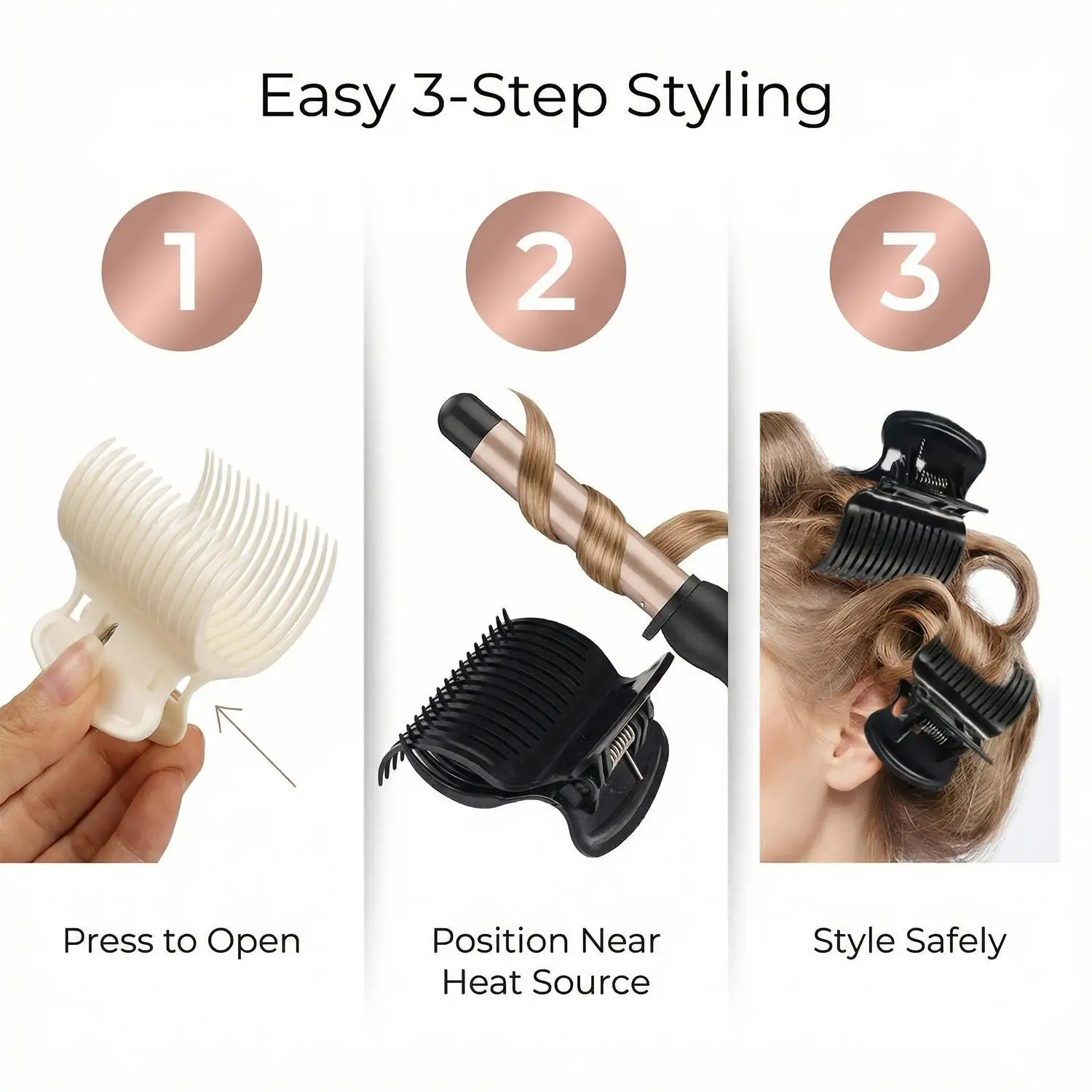 Pinces à cheveux sans chaleur pour boucles et coiffure salon_voghion.com