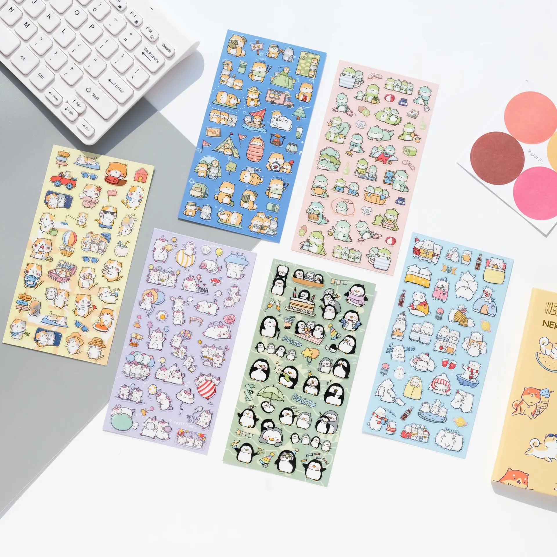 

Милые наклейки в виде животных для детского журнала, канцелярские принадлежности, наклейка для скрапбукинга, эстетические материалы ручной работы, товары для хобби и рукоделия