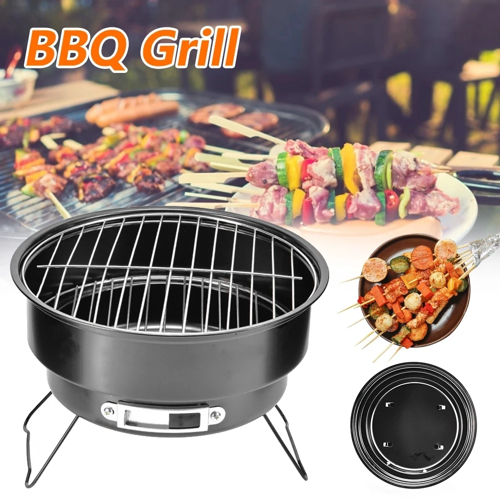 Pieghevole Ound Barbecue Stufa Griglie Bbq Grill Barile In Acciaio Inox Portatile Kebab Strumento Campeggio Carbone Forno Accessori
