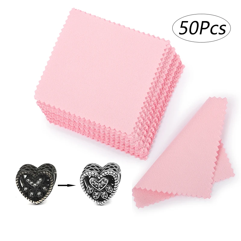 

50pcs 8x8cm Silver Polishing Cloth Cleaning Cloth Wiping Cloth Of Sterling Silver Gold Platinum Jewelry Anti Tarnish Accessories