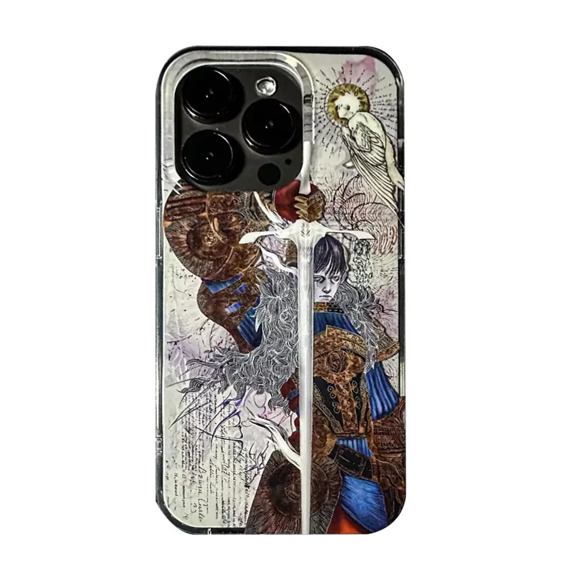 Vintage Angelic Cross Phone Case – Y2K European Knight Design