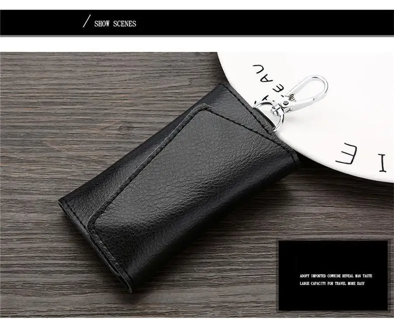 Genuine Leather Keychain Men Women Key Holder Organizer Pouch Cow Split Car Key Wallet Housekeeper Key Case Mini Card Bag A-001