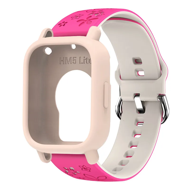 Engraved Silicone Sports Band with Protective Case - Premium Watch Strap Accessory