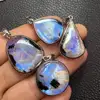 Unit One Piece Natural blue moonstone sliver 925 pendant rainbow moonstone with black spot pendant for gift 2