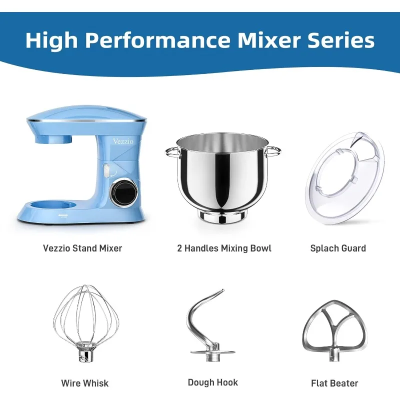 9.5 Qt Stand Mixer, 10-Speed Tilt-Head Food Mixer, Vezzio 660W Kitchen Electric Mixer with Stainless Steel Bowl, Blue 2
