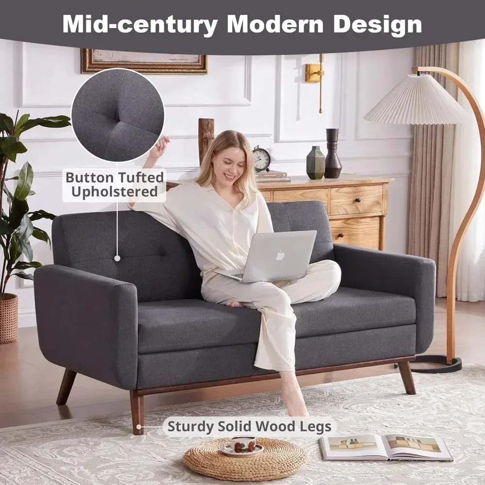 mid Century Modern Loveseat Sofa 65 5