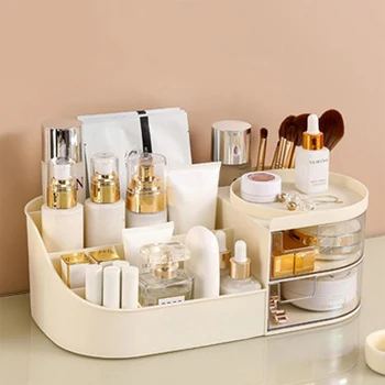 Cosmetic Storage Box With Drawer, Skin Care Product Countertop Storage Box, Lipstick, Brush, Makeup Brush Desktop Organizer
