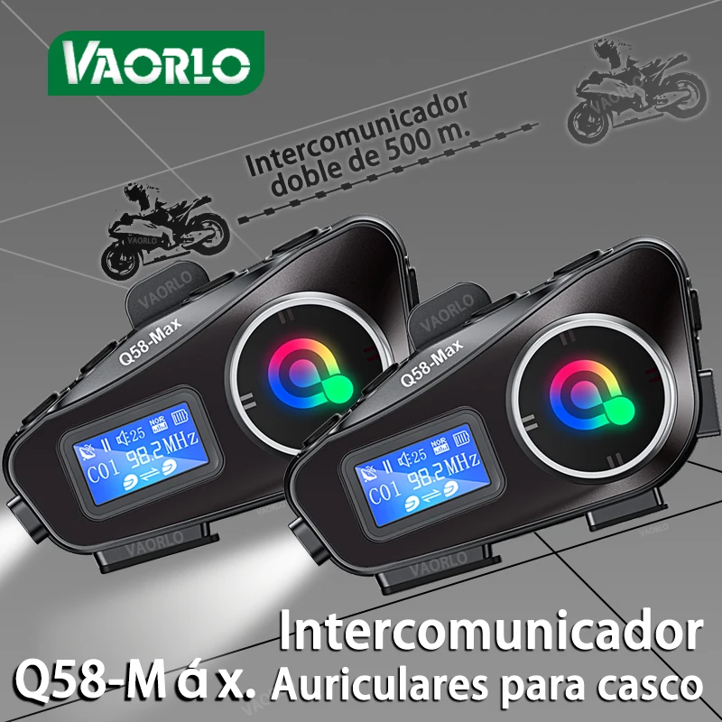 Casque Moto Bluetooth Q58 Max - Interphone Jusqu'à 500 M - Étanche IP65 - Musique, GPS, Appels - Pour Moto, Scooter
