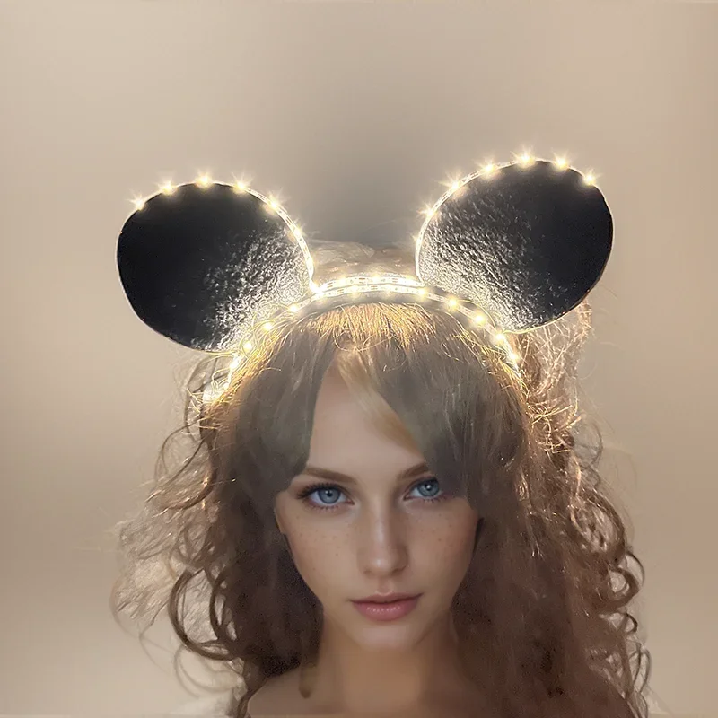 Neuestes Kawaii LED Mickey Stirnband für Erwachsene und Kinder Neon Party Maus-Kopfschmuck Leuchtende Spezielle Haaraccessoires – Detail 1