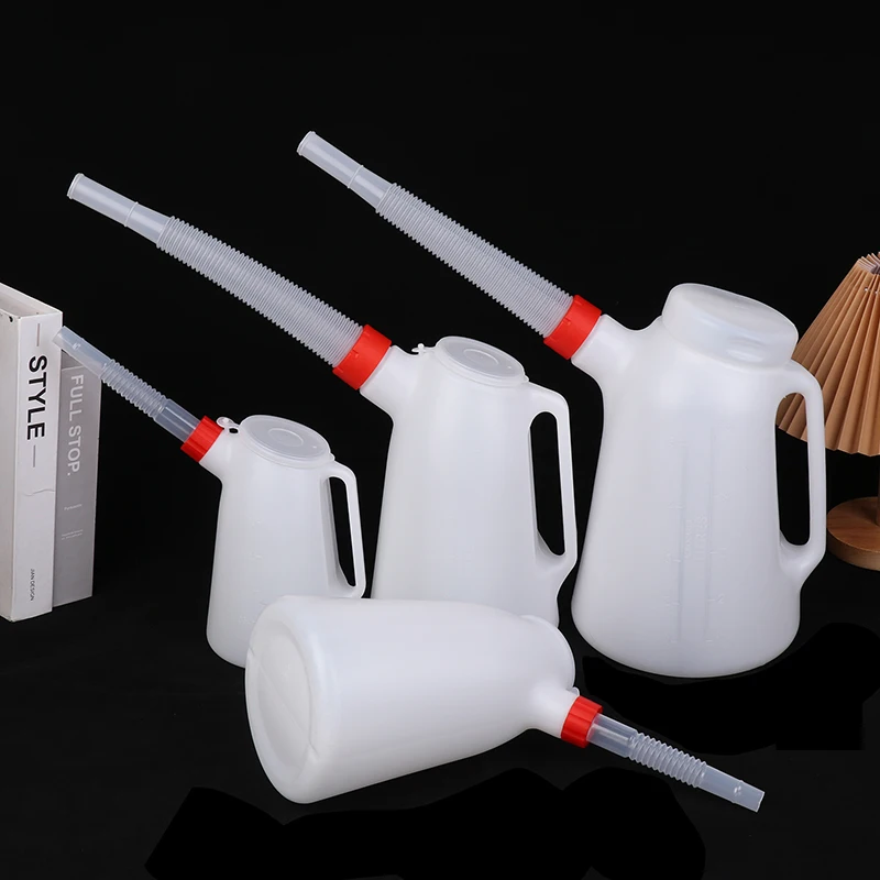 1.2L/2L/3L/5L Oil Measuring Jug Petrol Can Fuel Tank With Pouring Flexible For Automotive Garage Oil Measuring Container