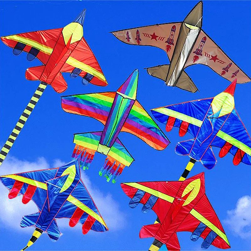 1PC Cartoon Children Kite Blue Red Fighter Rainbow Plane Kite For Kids Adults Large Huge Delta Kite Outdoor Toy  Воздушный Змей 3