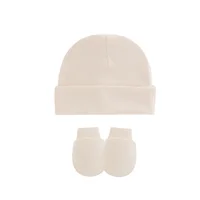 Newborn Birth Set Cotton Boy Girl Accessories Photography Props 3Pcs Set Baby Hat+Gloves+Foot Cover Anti Scratching Baby Stuff 5