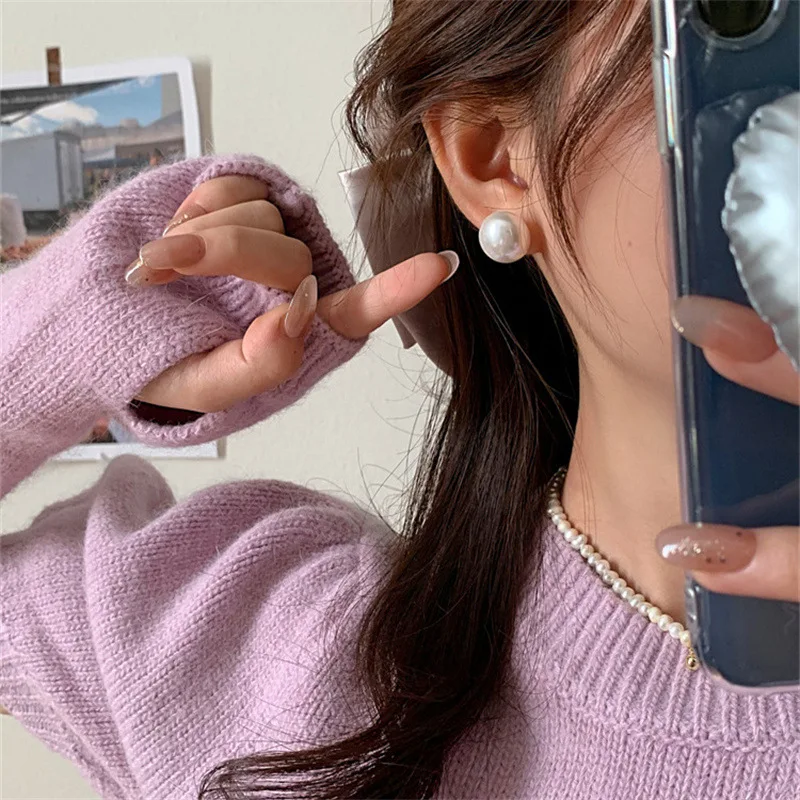 Simple Exquisite White Pearl Stud Earrings For Women Girls Minimalist Ear Jewelry Gifts Simple Exquisite White Pearl Stud Earrings For Women Girls Minimalist Ear Jewelry Gifts