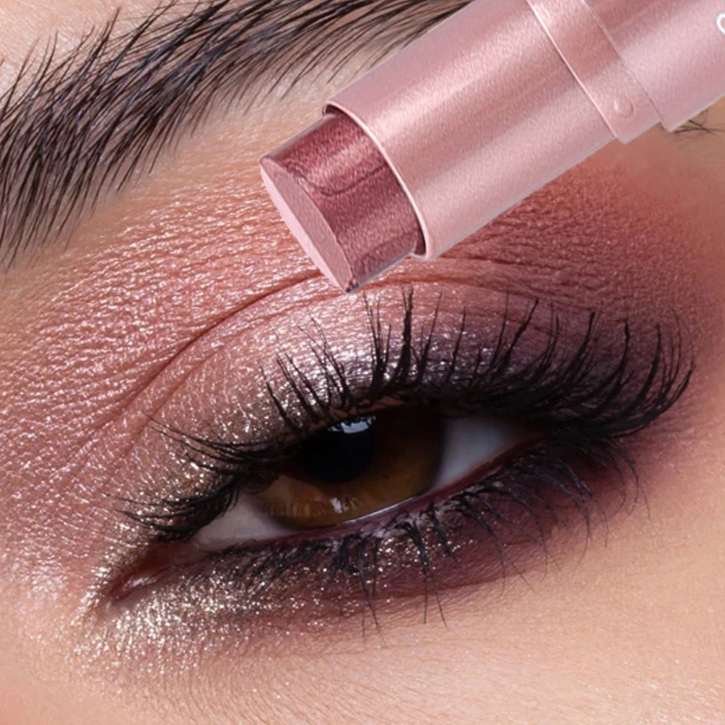 Double Color Gradient Matte Eyeshadow Stick Waterproof Glitter Earth Color Pink