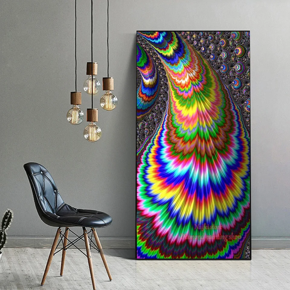 Abstract Colorful Feather Diamond Painting Psychedelic Home decor