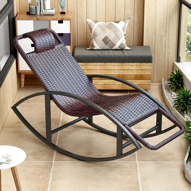 Rattan chair rocking balcony adult outdoor recliner rocking basket home leisure lazy back