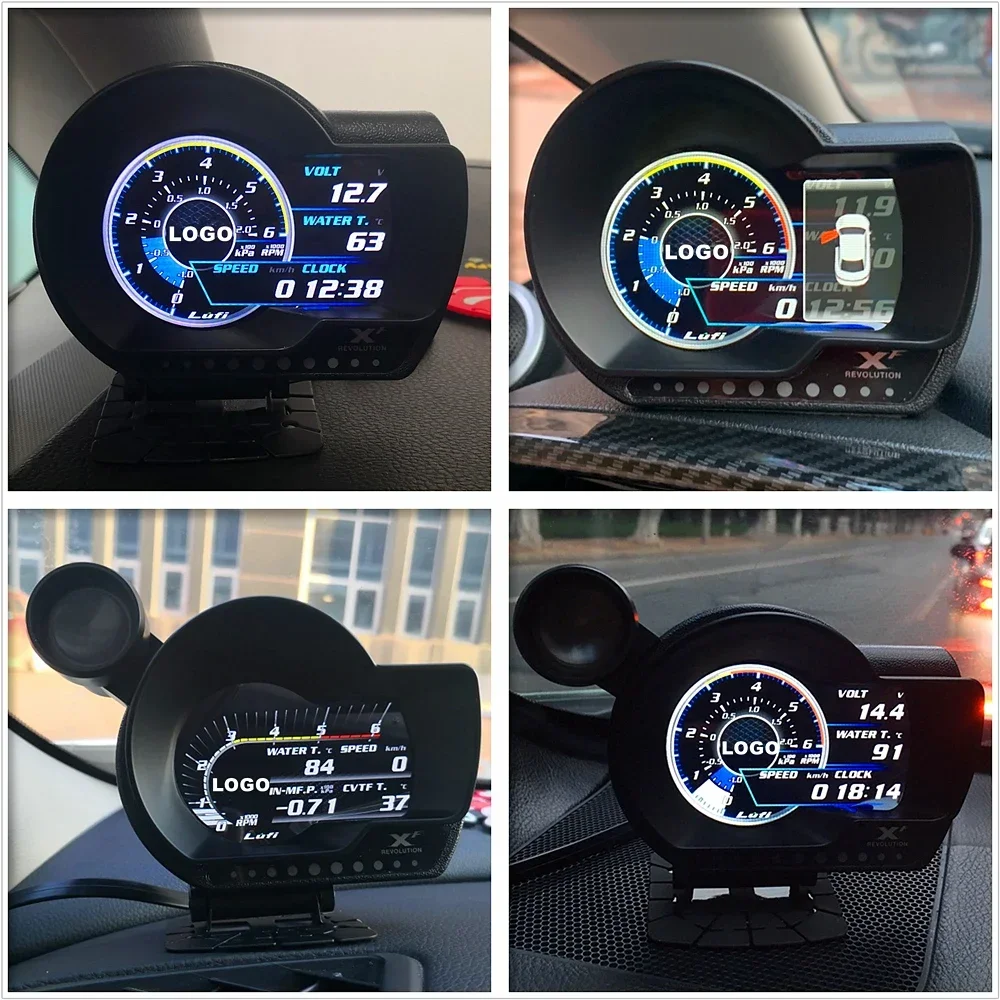 최고의 LUFI XF OBD2 게이지 디스플레이 영문 버전 디지털 부스트 회전수계 자동차 압력 AFR RPM EXT 오일 미터 알람 Li