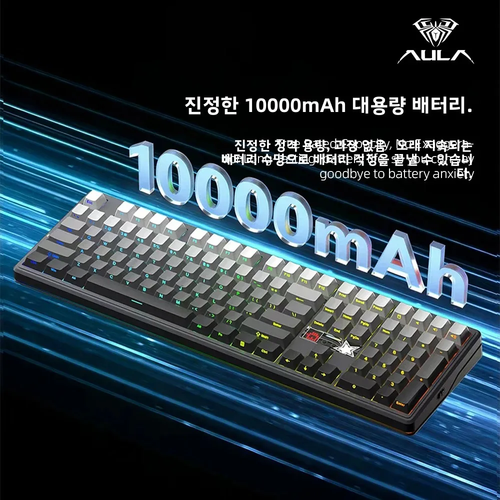 AULA F108 Pro V2 e스포츠 게이밍 기계식 키보드 트리플 모드 100% 레이아웃 키캡 RGB 백라이트 핫스왑 PC 컴퓨터 게이머용
