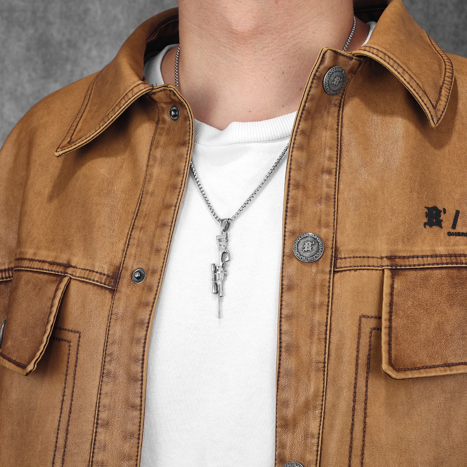 AWM Sniper Gun Stainless Steel Jewelry Fashion Men Necklaces With Pendant For Male Women Punk HipHop Accessories Gifts Wholesale 6