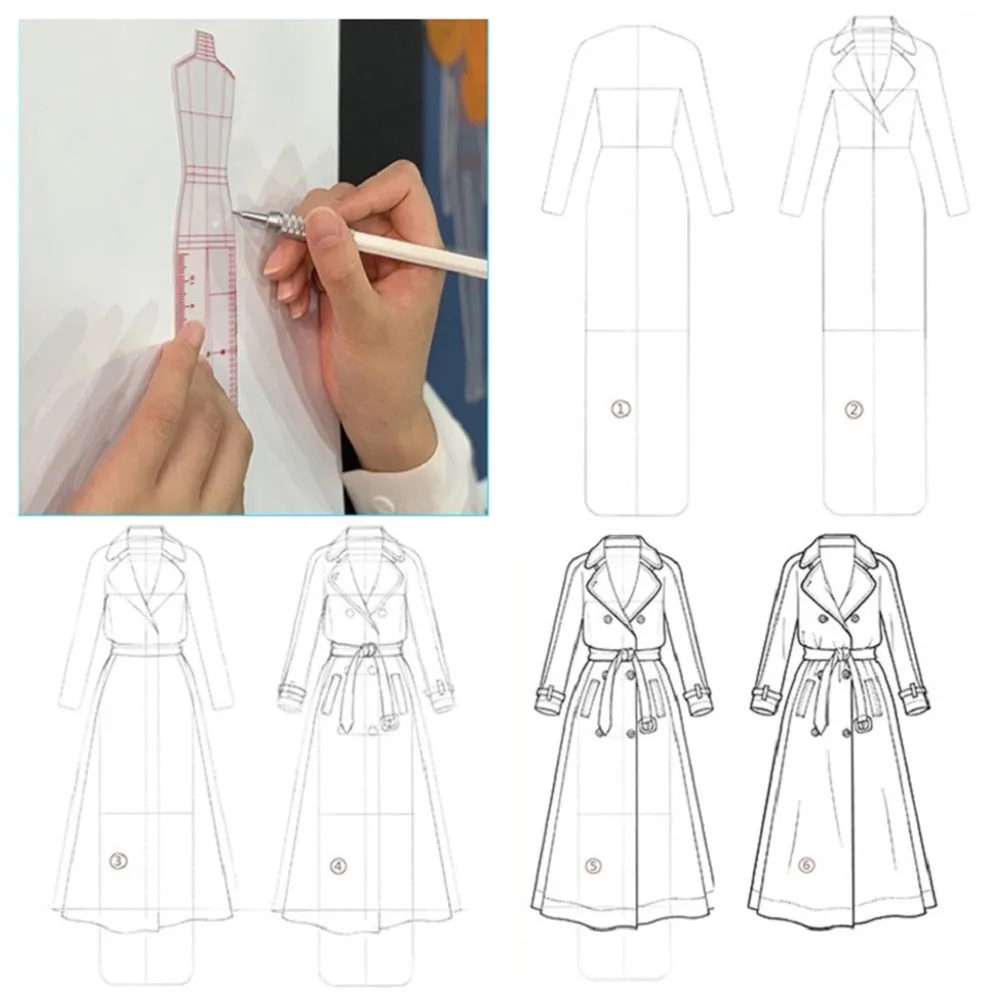 Fashion Illustration Ruler Template Ruler Figure Sewing Design Proportion Costume Designing Tools Designer Drawing Accessories sewing template