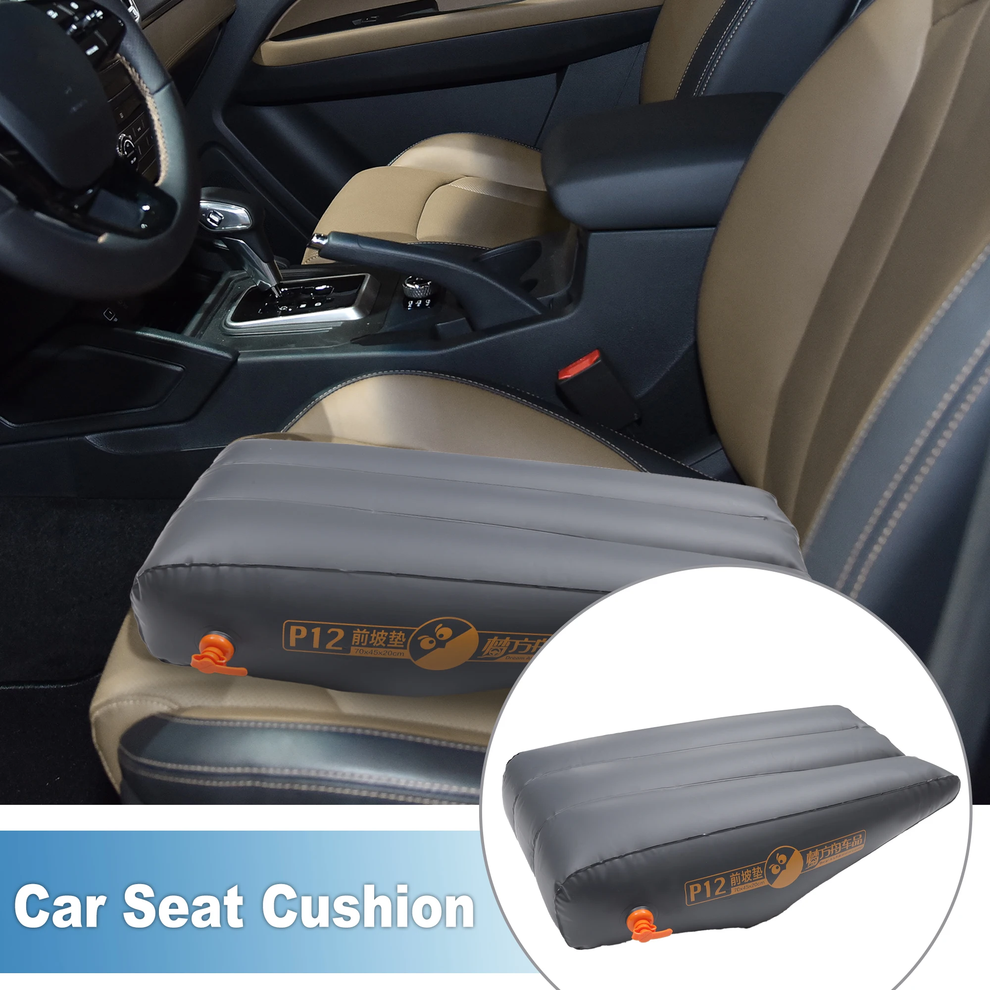 UXCELL Car Front Seat Inflatable Mat Comfortable Car Inflatable Mattress Sleeping Mat for Napping Travel Deep Gray