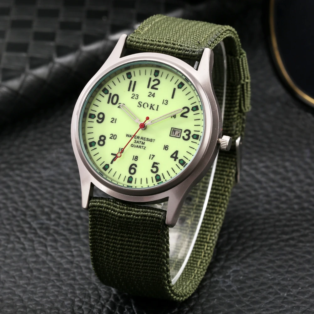 Stylish Watch Man Unique Bracelets Watch Gift Set Nylon Quartz Calendar Wristwatch Adjustable Bracelet Set Box Chic Souvenir