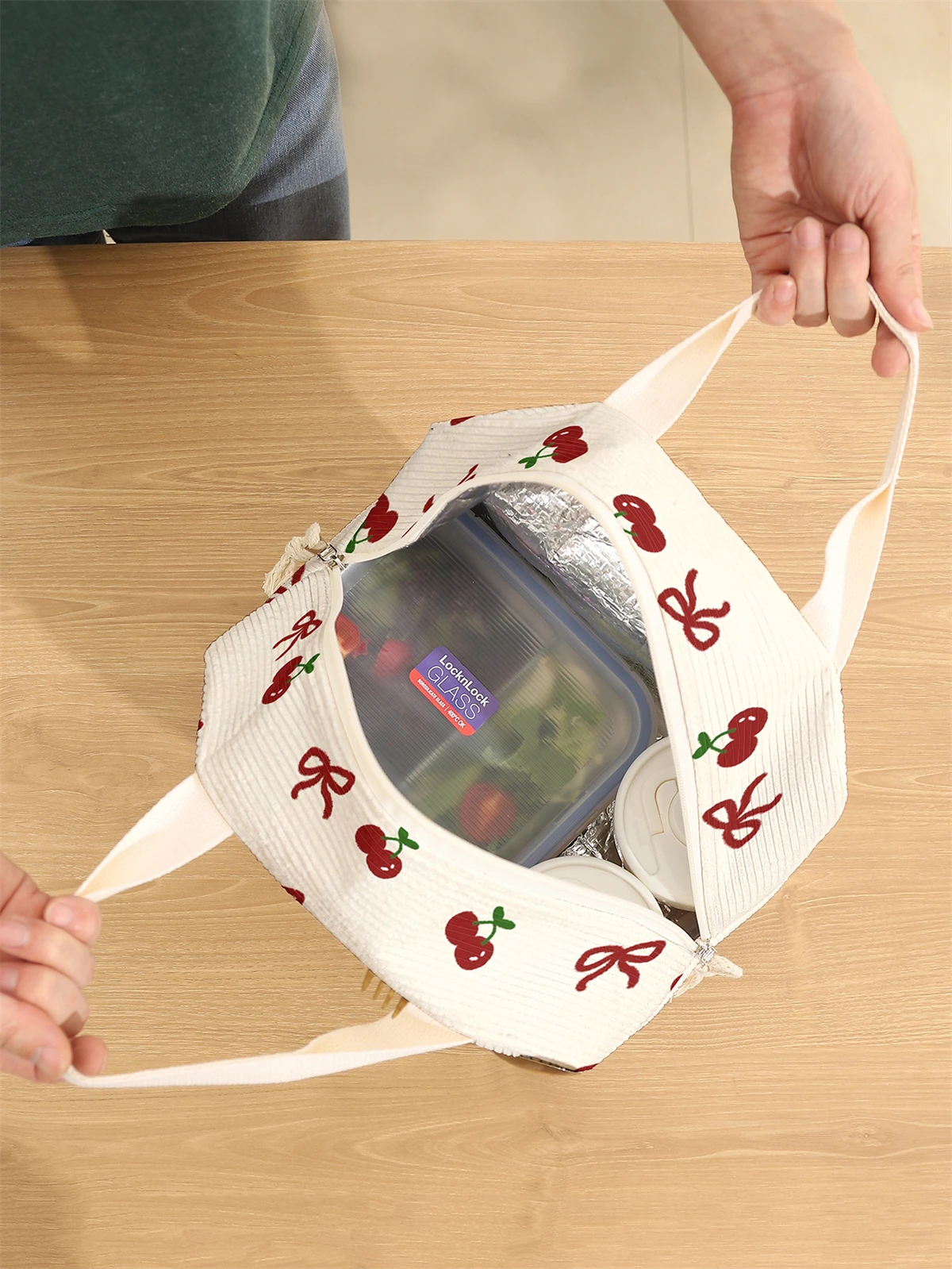 1pc- insulated lunch box bag thickened student portable lunch bag