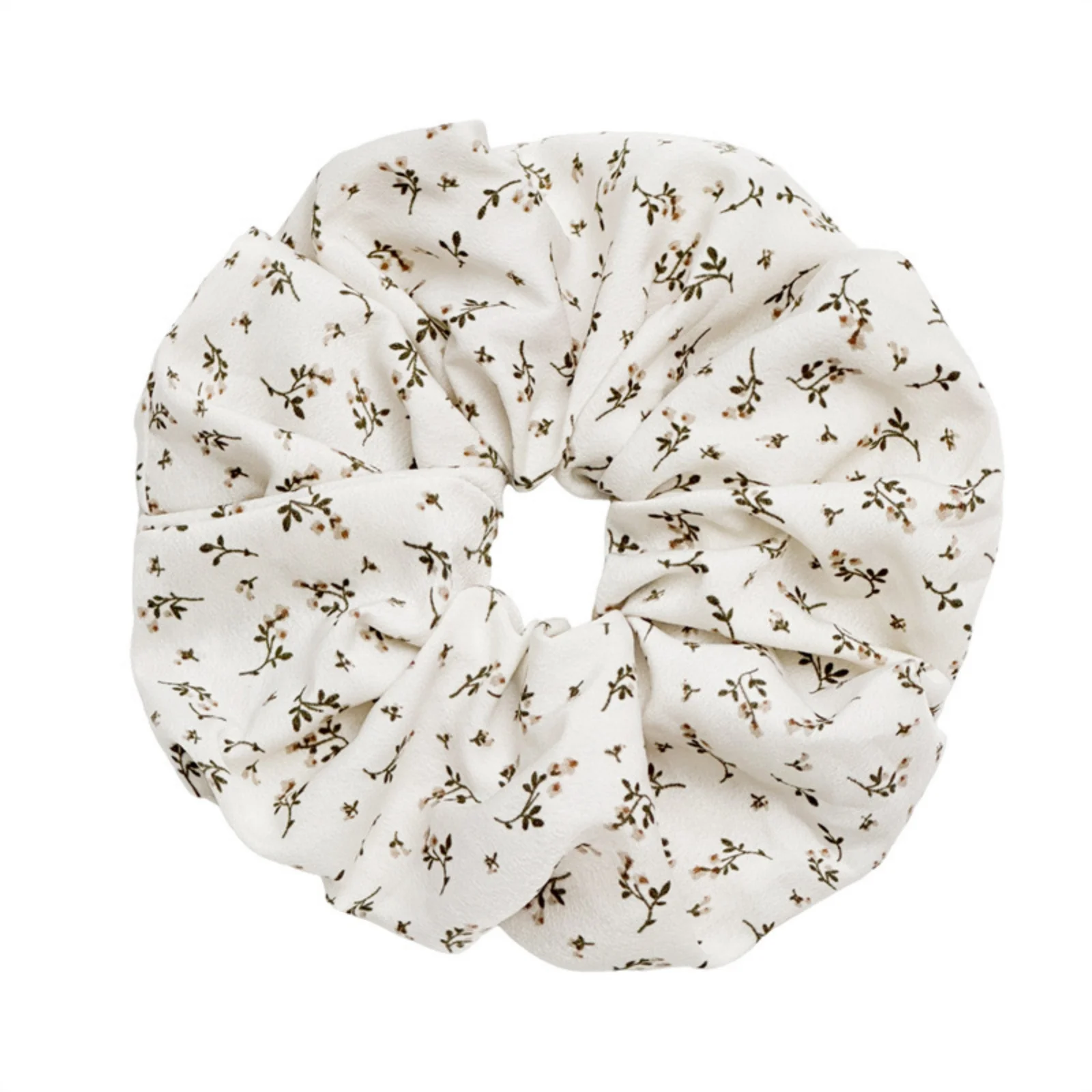 Brown Floral Scrunchie, Elegant Hair Accessory for Women, Cute Hair Tie for Daily Wear