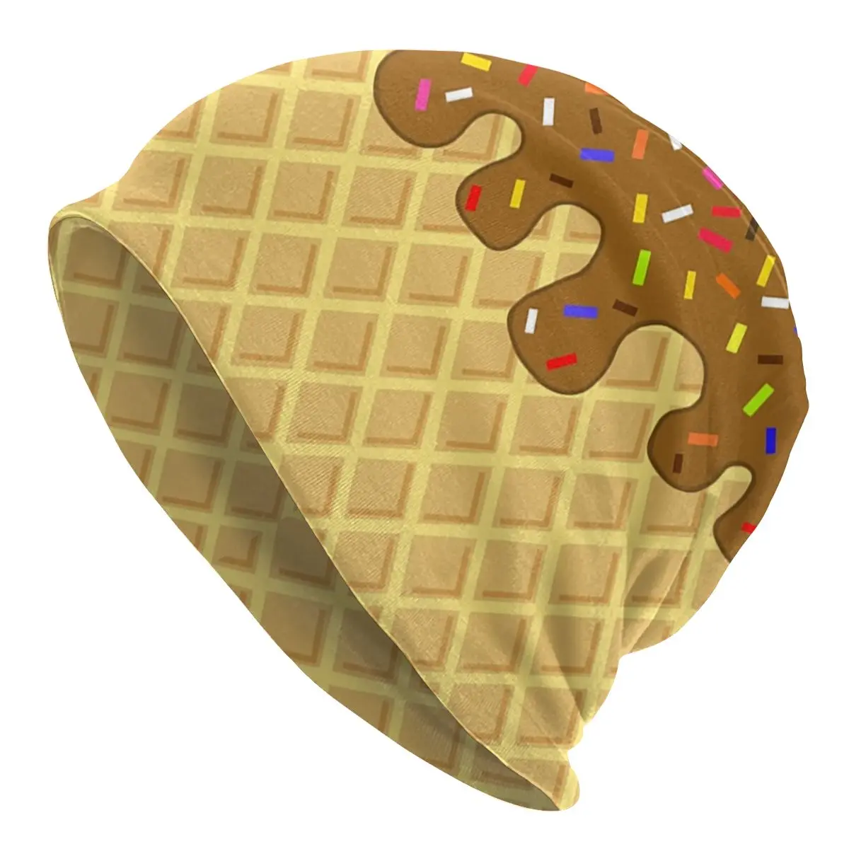 

Melting Chocolate Ice Cream Beanies Caps Women Men Unisex Winter Warm Knitted Hat Adult Waffle Pattern Slouch Bonnet Hats