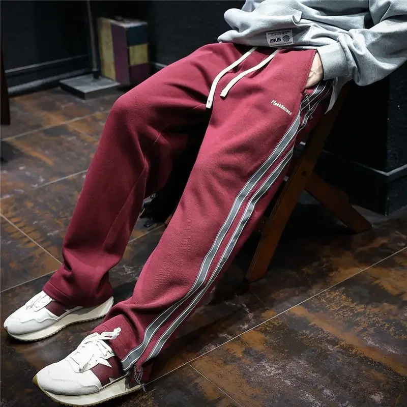 Description Picture 2 of itemWide Leg Pants Men Women Printed Trousers Vintage Red/Black Drawstring Pants Streetwear Casual Spring Autumn Harajuku Streetwear