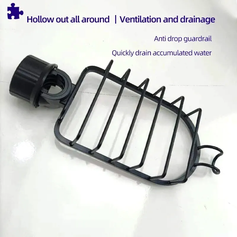 Description Picture 5 of itemBaokemo Spiral Installation Adjustable Kitchen Faucet Drain Basket, Single-layer Bathroom Showerhead Storage Tray with Hooks