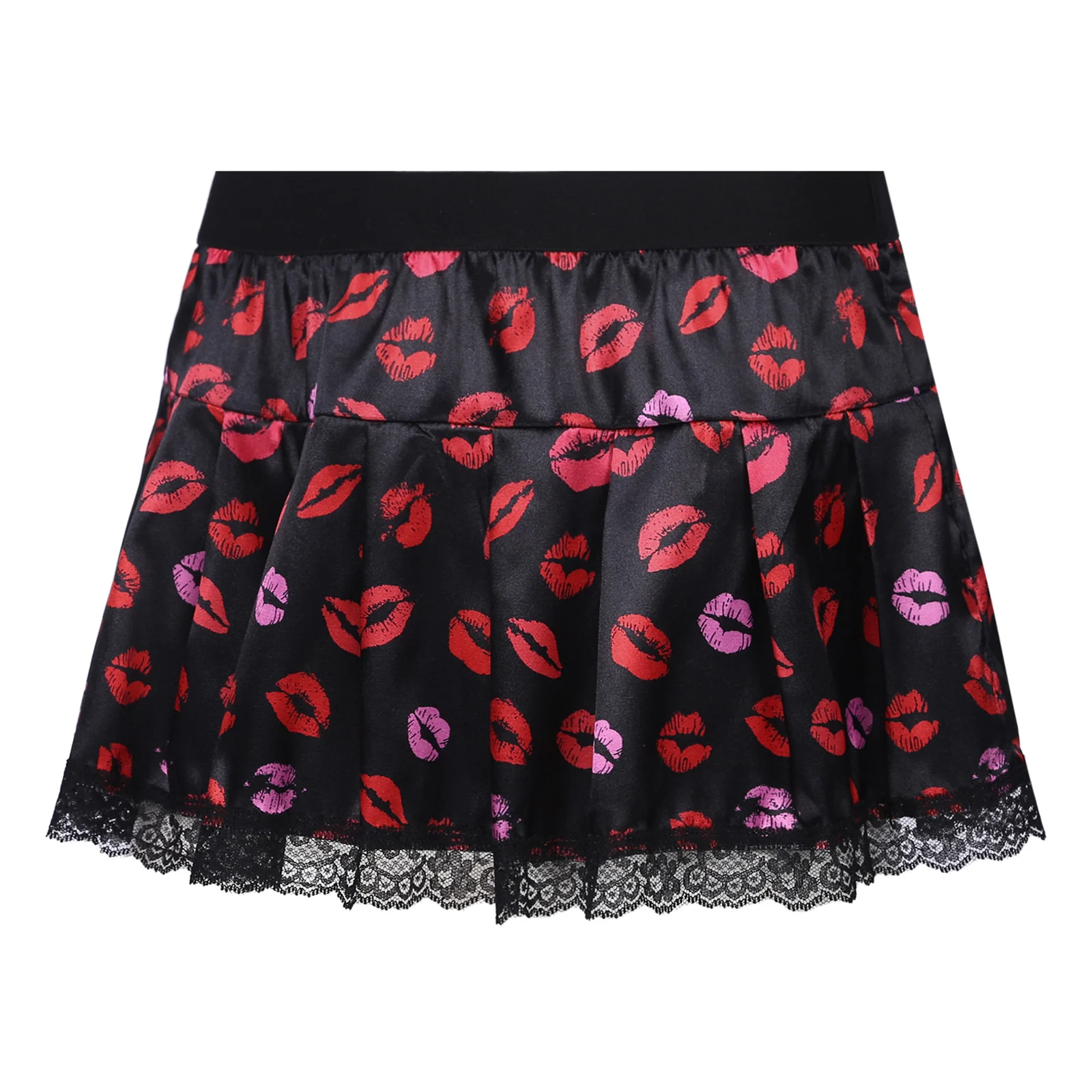 

Mens Lingerie Sissy Skirts Panties HOT SEXY LINGERIE Dot Printing Satin Sissy Miniskirt Nightwear Lace Trim Pleated Skirt