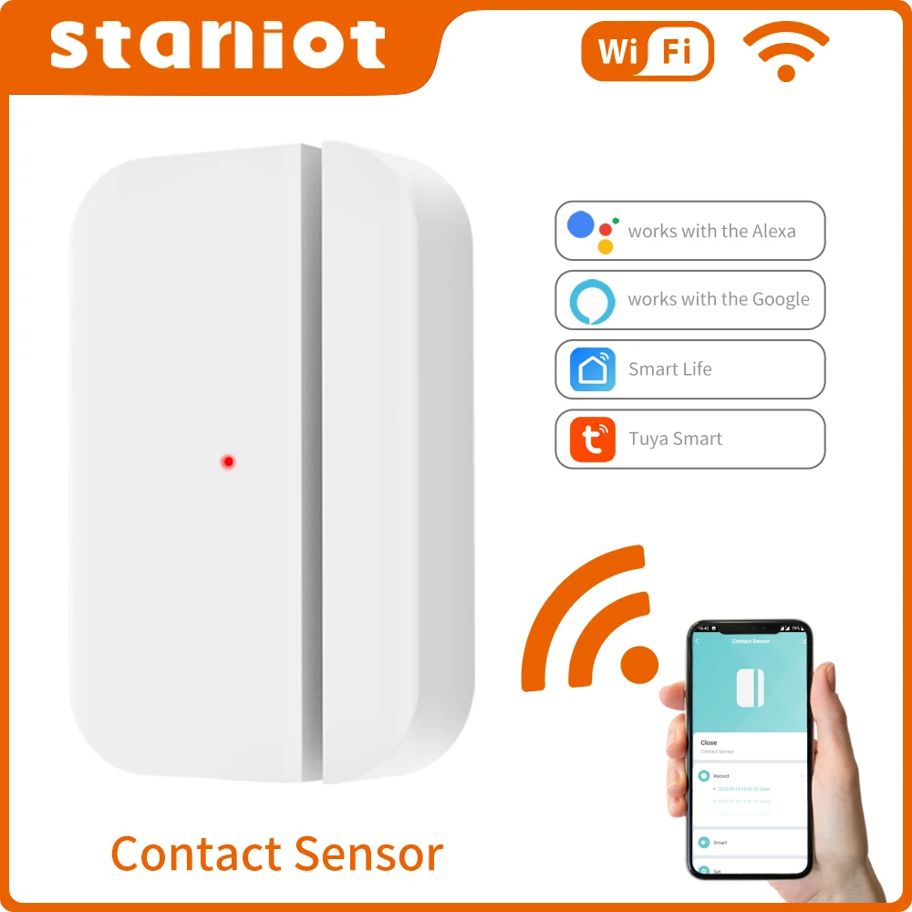 Deurraamsensor: Smart Tuya deursensor gratis app realtime waarschuwingen, draadloze wifi-raamcontactsensor voor huisbeveiliging en slimme domotica, ondersteuning voor Alexa Google Assistant (4-pack