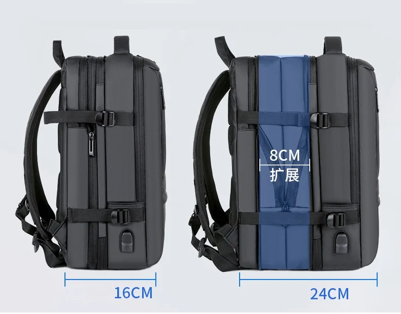 Men's Business Waterproof Multi-Function Backpack USB Charging 17 "Laptop Bag Can Be Extended Large Capacity Travel Backpack New 5