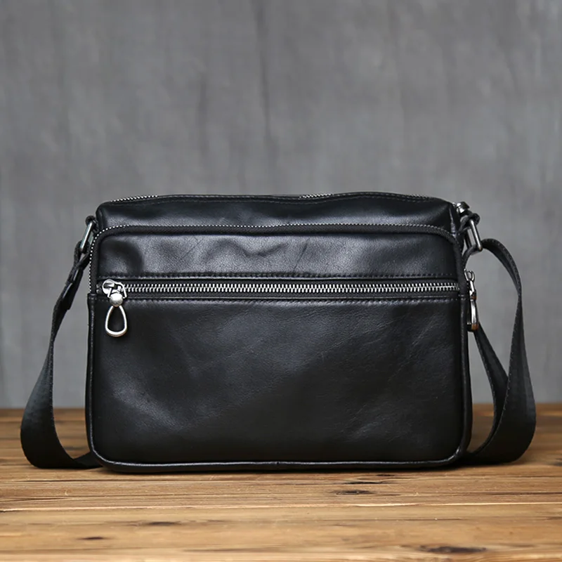 NZPJ Genuine Leather Men's Shoulder Bag, Fashionable Top Layer Cowhide Crossbody Men's Bag Trendy Men's Bag For 10 Inch IPad