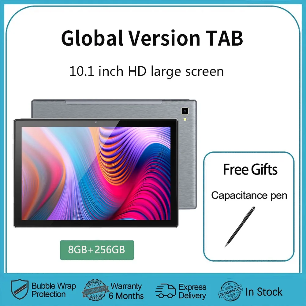 

2024 Global Version 10.1 Inch Tablet Pc Octa Core 8GB+256GB ROM Google Play Dual SIM Dual WiFi 4G LTE Network Tablets Android 12