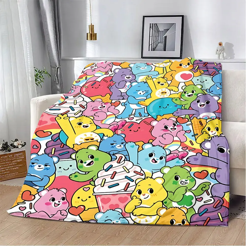Cute Cartoon Care Bears Printed Blanket Picnic Blankets Warm Blanket Soft and Comfortable Blanket Home Travel Birthday Gift 6