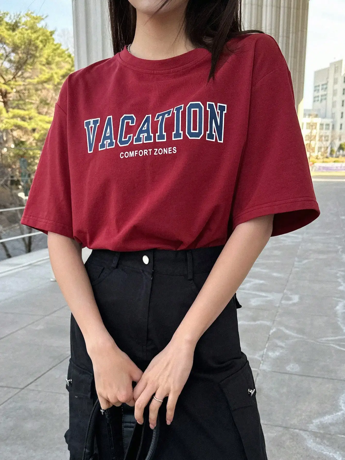 

Vacation Comfort Zones Letter Graphic T-Shirts Women Fashion Cotton Tshirts Street Hip Hop Clothes Breathable Summer Female Tees