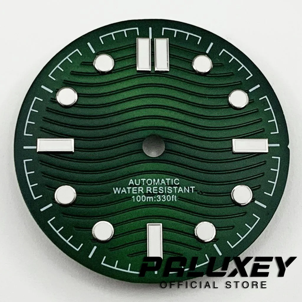Orologio singolo/senza calendario da 28,5 mm di diametro con quadrante luminoso blu e lancette adatte per accessori per orologi con movimento NH35/2815/2836  1511