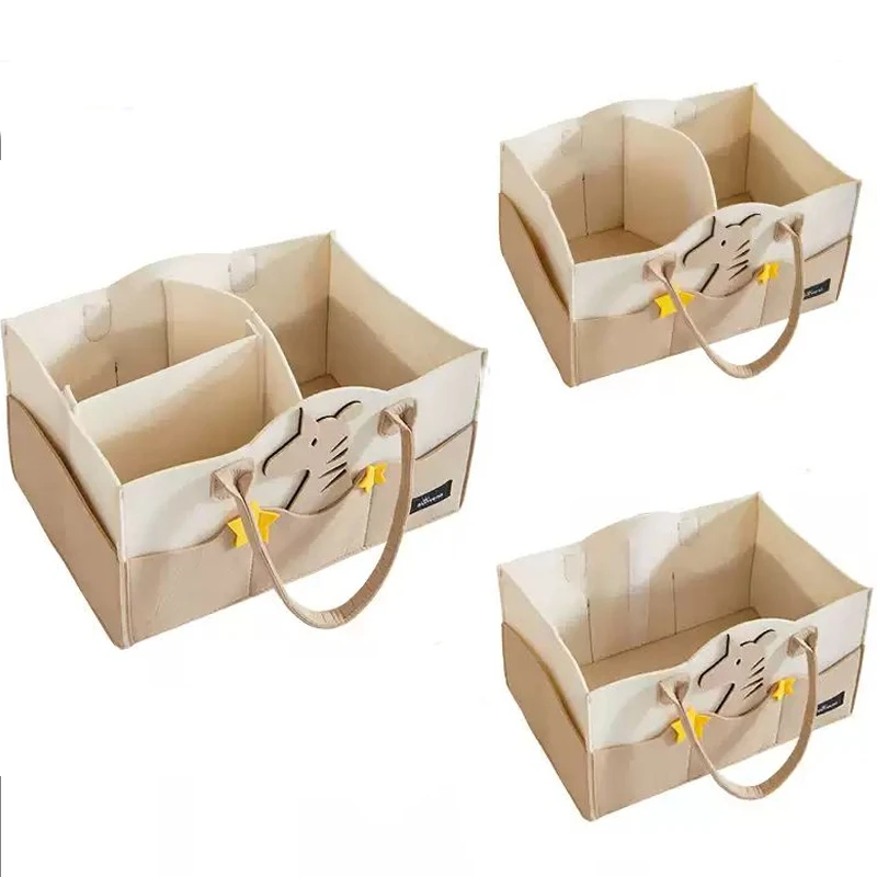Baby Diaper Caddy Organizer Portable Nursery Essentials Storage Basket Bin Felt Diaper Bag Baby Organizer Pocket Mom Tote Basket