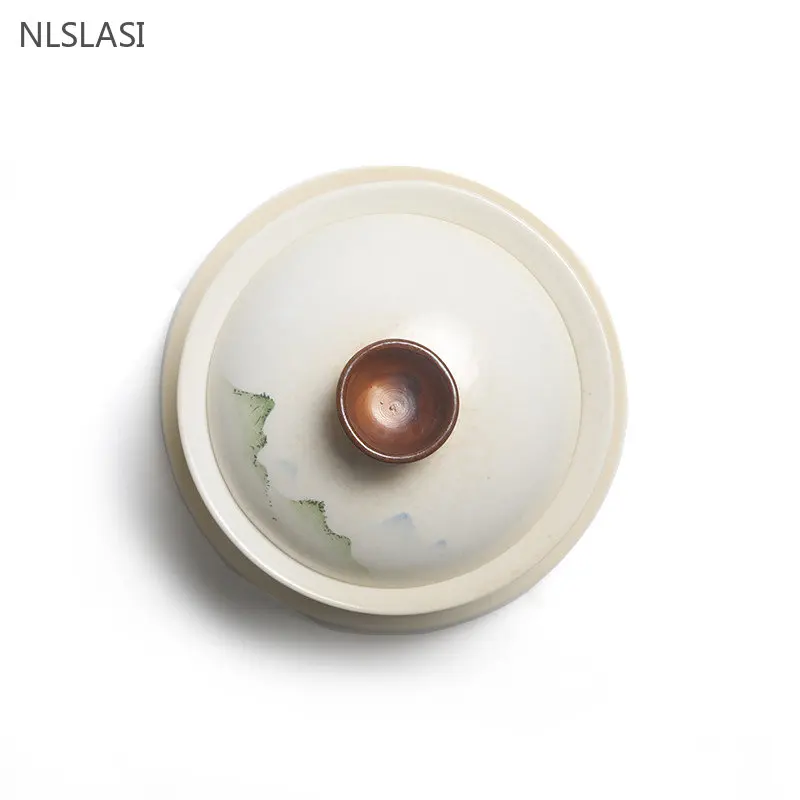 120ml Chinese Style Antique Gaiwan Ceramic Tea Bowl Creative Handmade Tea Infuser Household Set Accessories Porcelain Teacup