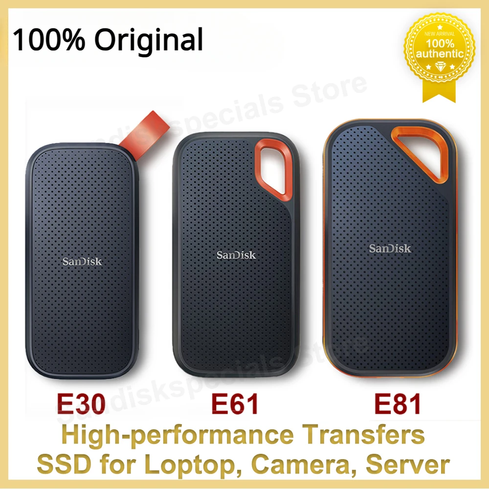 SanDisk Portable SSD E30 E61 E81 Hard Drive Type-C USB3.2 Gen 2 Original External Solid State Disk For Laptop camera or Server