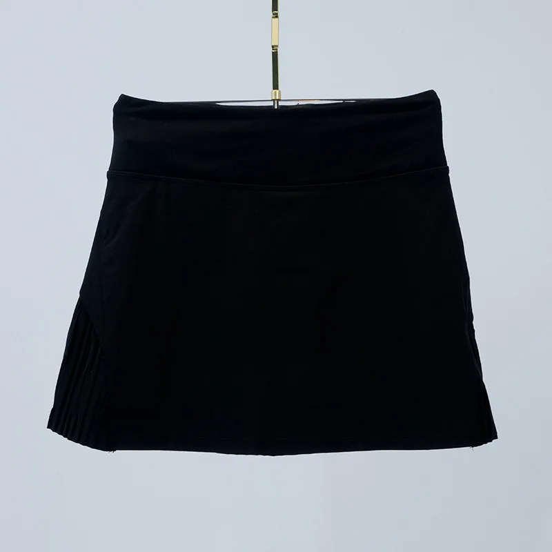 Yoga Clothes Women's Tennis Badminton Volleyball Slim Sports Skirt Pleated Skirt Fake Two-piece High Waist High Elastic